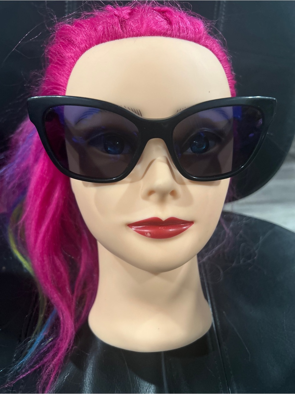 Miu Miu Black Cat-Eye Sunglasses with Dark Lenses